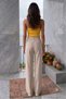 Women's Cream Palazzo High Waist Fabric Trousers - 2