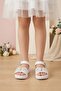 Butiq 8311 Velcro Girls' Sandals with Pearl Bead Accessories - 3