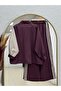 Mahgül Side Striped Zippered Trousers Suit-Pn3188 Claret Red - 8
