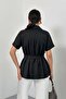Women Shirt Short Sleeve Belted Button down Patterned Oversize Slim Flowy Shirt - 6