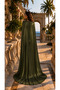 Janjan Fabric Stone Embroidered Evening Dress with a Portable Cape - 5