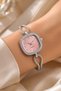 Clays Women's Silver Straw Band Pink Dial Stone Detailed Elegant Quartz Wristwatch |   Minimal Luxury 2026 - 4