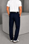 Men's Navy Blue Pleated Detail Timeless Design Premium Fabric Trousers - 5