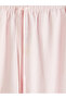Pink Women's Linen Blend Trousers with Elastic Waist - 7