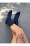 Eva Dark Blue Calf Suede Dallas Heel-Heeled Western Summer Boots - 2