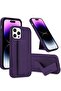 iPhone 16 Pro Purple Magnetic Kickstand Case with Premium Silicone, Vertical & Horizontal Hand Strap, and Multi-Stand