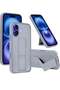 iPhone 16 Plus Titanium Gray Magnetic Car Mount Kickstand Case – Premium Silicone Multi-Stand with Hand Strap Grip