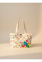 Flower & Star Sequin Canvas Tote Bag - 2