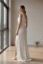 One Shoulder Slit Mermaid Evening Dress Maxi Length Lined Pleated Wedding Engagement Guest Dress - 4