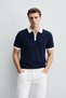 Navy Blue 100% Cotton Regular Fit Polo Collar Short Sleeve Men's T-Shirt
