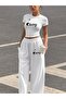 Women's Cherry Print Over-The-Hip Baby Tee Combed Cotton Crop Top and Sweatpants - Two-Piece Tracksuit Set