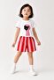 Girl's Cat Printed Striped Shorts Cotton Set