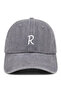 Gray Embroidered Washable Vintage Unisex Hat with Letter R