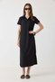 Women's Polo Collar Long Dress with Mini Slits on the Sides, Black