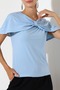 Stoned Sandy Fabric Cape Collar Blouse - 7