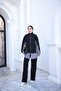 Women's Striped Garnished Zippered Hijab Bottom - Top Set