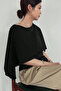 Women's Boat Neck Cape Detailed Modern Design Stylish Blouse - 3