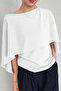 Women's Boat Neck Cape Detailed Modern Design Stylish Blouse - 5