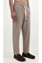 Beige Linen Look Elastic Waist Trousers - 5