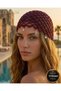 Handmade Women's Knitted Bohemian Hat Beach Club Style Star and Leaf Figured Glittery Burgundy - 6