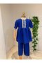 Girl's Muslin Hijab Tunic Pants Set with Lace Detail - 4