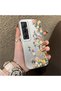 Realme C65 4g Compatible Silicone Edge Hard Back Case Couple Phone Case with Floral Pattern - 3