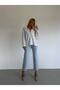 Light Blue High Waist Mom Fit Women's Jean Trousers - 5