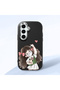 Samsung Galaxy S25 Compatible Case Camera Protector Black Silicone Couple Phone Case Girl Patterned