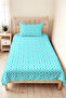 Turquoise Geometric Youth Room Single Pique Set - Nordic 160X220 cm Quilted Bedspread - 6