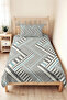 Geometric Gray Young Room Single Pique Set-Modern Blue Striped 160X220Cm Quilted Bedspread - 6