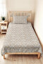 Beige Geometric Youth Room Single Pique Set - Modern White 160X220 cm Quilted Bedspread - 4