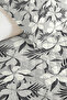 Floral Gray Modern Single Pique Set - Botanical White Anthracite 160X220 cm Quilted Bedspread - 3