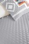 Gray Ethnic Geometric Youth Room Single Pique Set-Bohemian White 160X220 cm Quilted Bedspread - 3
