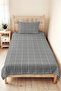 Black Plaid Youth Room Single Pique Set - Geometric Modern 160X220 cm Quilted Bedspread - 4
