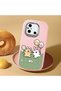 Poco C55 Compatible Case Camera Protector Pink Silicone Couple Phone Case with Line Pattern - 2