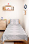 Gray Geometric Modern Young Room Single Pique Set - Striped 160X220 cm Quilted Bedspread - 2