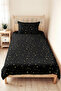 Black Polka Dot Modern Youth Room Single Pique Set - Gold Geometric 160X220 cm Bedspread - 5