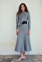 Flare Cut Scarf Collar Maxi Dress