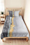 Modern Geometric Gray Young Room Single Pique Set - Gold Beige 160X220 cm Quilted Bedspread - 5