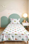 Pastel Whale Mint Children's Baby Pique Set - Sea Patterned Pink Gray 160X220 cm Quilted Bedspread - 5