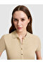 Beige Slim Fit Cotton Polo Collar Basic T-Shirt 50325456-Vr011 - 2
