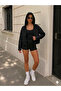 Women's Black Hooded Crop Raincoat