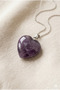 Heart Shaped Amethyst Natural Stone Steel Pendant