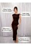 Women's Midi Length Dress with Shoulder Accessory Detail and Slit
