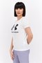 Women Sportswear Fit Brand Logo Short Sleeve Training Top, White - 2