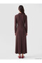 Two Mt Shop Quality Lcw Everyday Burgundy Diving Fabric Plain Standard & Regular Polo Collar Long Dress - 4