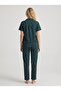 Women's Green Star Patterned Buttoned Collar Short Sleeve Pajama Set - 3