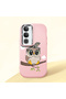 Vivo Y19S Compatible Case Camera Protective Pink Silicone Couple Phone Case Owl Patterned