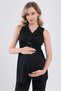 Black Lace Design Strappy Cotton Maternity Pajama Set with 3-Piece Pajamas - 6