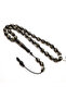 Kuka Wood Rosary 33 Beads 7.5x11.5mm Black Oval Prayer Beads 21g with Copper & Silver Inlay